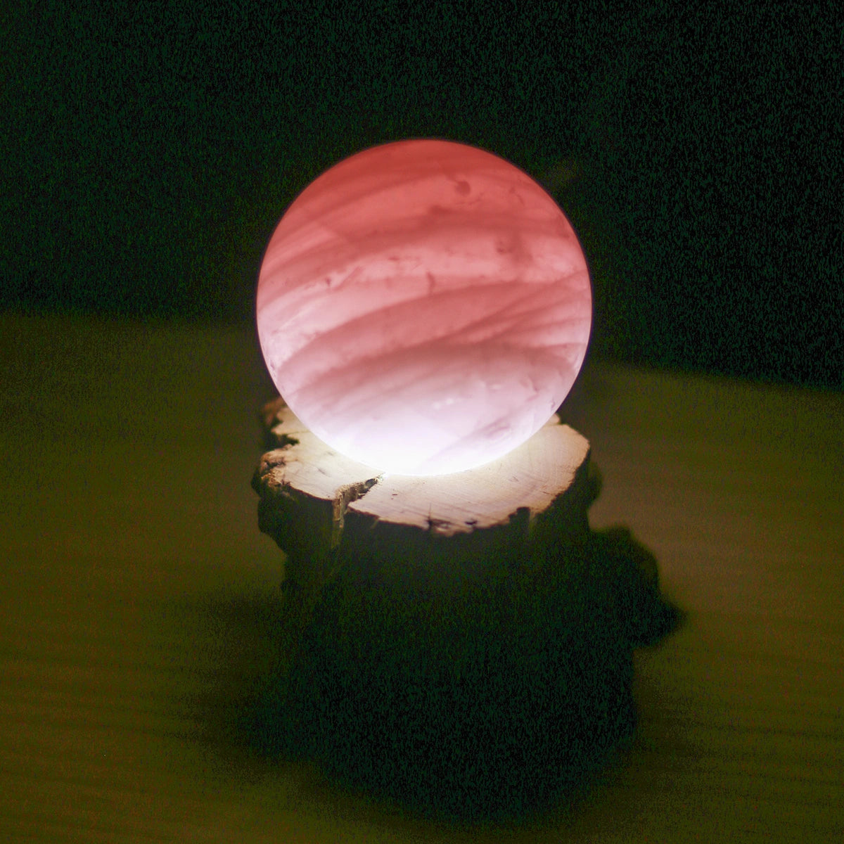 LED Crystal Ball Base, Natural Wood USB Holder