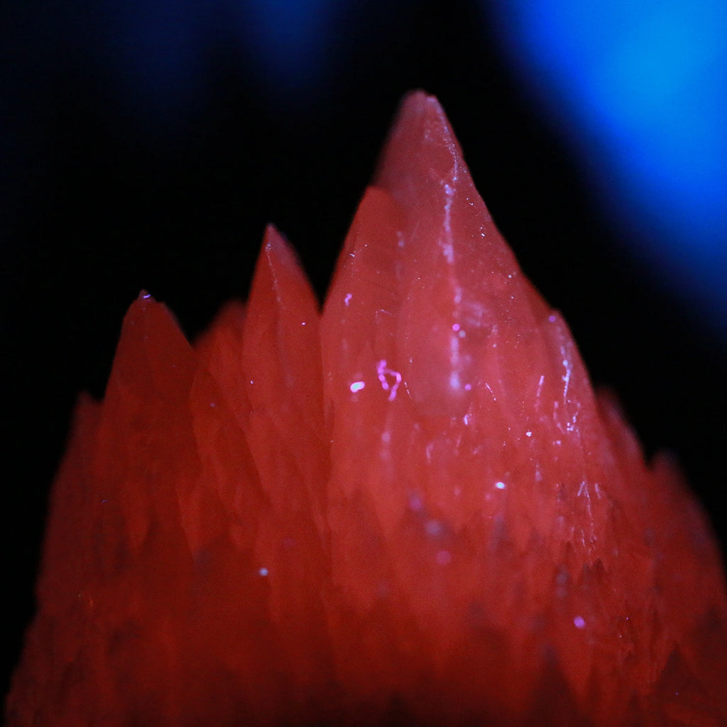 Fish scale calcite, new find mineral, unique shape. Fluorescent beauty, Gift base