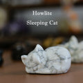 Sleeping Cat: Tiger‘s-Eye, Howlite, Hand Carved  | Hand Carved Tiger Eye Stone  Natural Quartz Decor