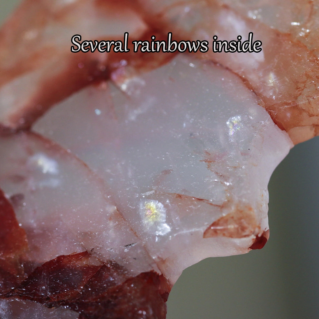 8-inch Fire Quartz Crystal Wings: Red Hematoid Dragon Ornament+free holder,Crystal Healing