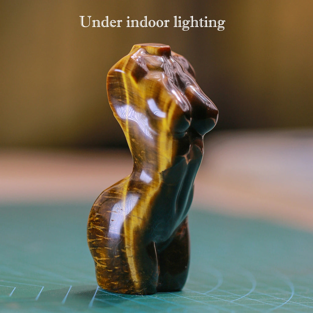 Tiger Eye statue、Female model: Natural Stone,Decor Hand Carved ,chakra