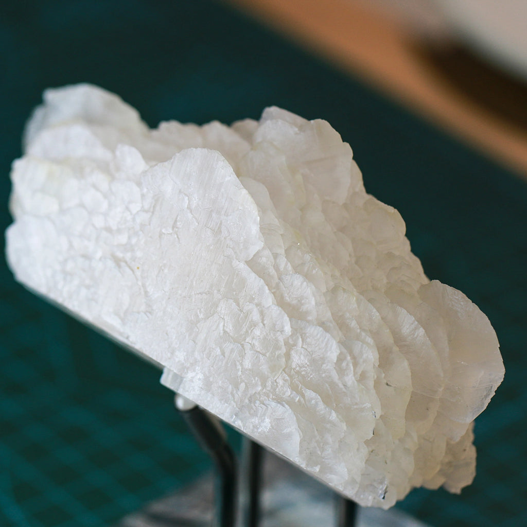 Fish scale calcite, new find mineral, unique shape. Fluorescent beauty, Gift base