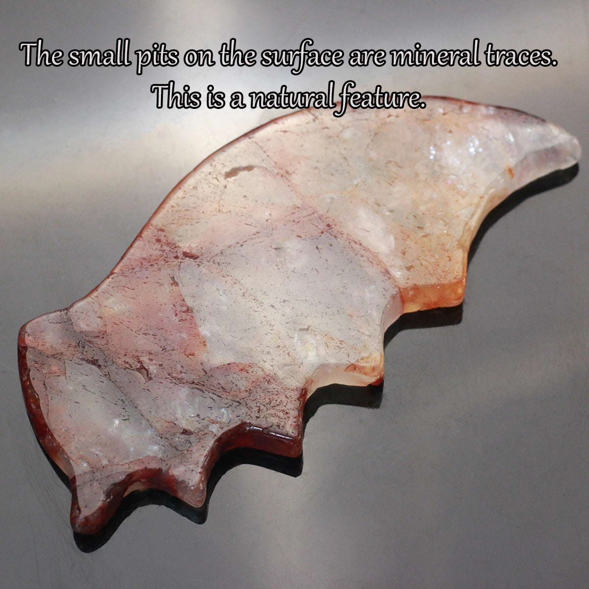 8-inch Fire Quartz Crystal Wings: Red Hematoid Dragon Ornament+free holder,Crystal Healing