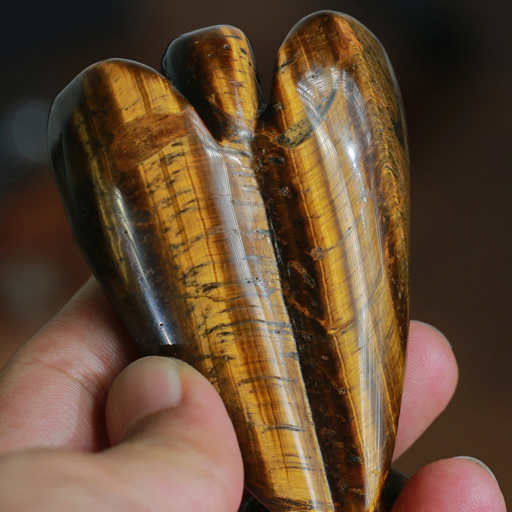 3in,Tiger Eye Stone Guardian Angel: Natural Stone,Decor Hand Carved ,chakra