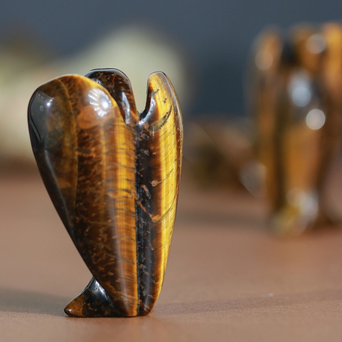 3in,Tiger Eye Stone Guardian Angel: Natural Stone,Decor Hand Carved ,chakra