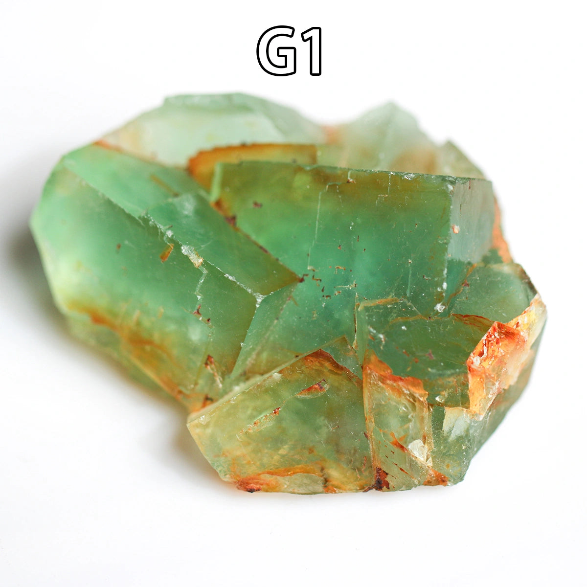 G1-Fluorite, QR code, apple green,raw stone, mineral specimen, collection, UV Reactive, Chakra