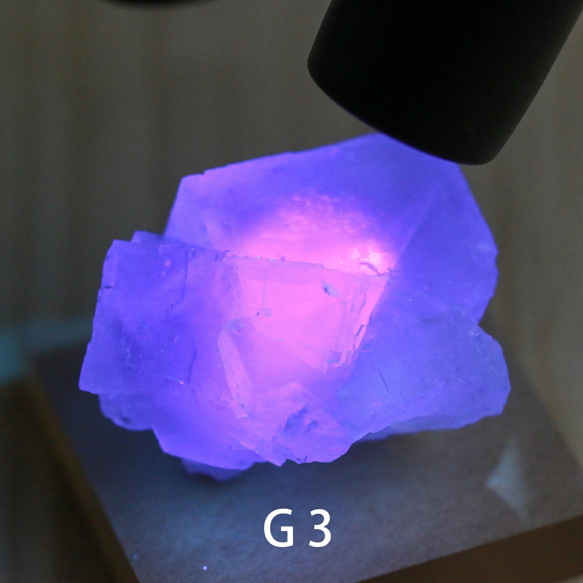 G3-Fluorite, QR code, raw stone, mineral specimen, collection, UV Reactive, Chakra